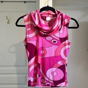 Pink Sleeveless Cowl Neck Top